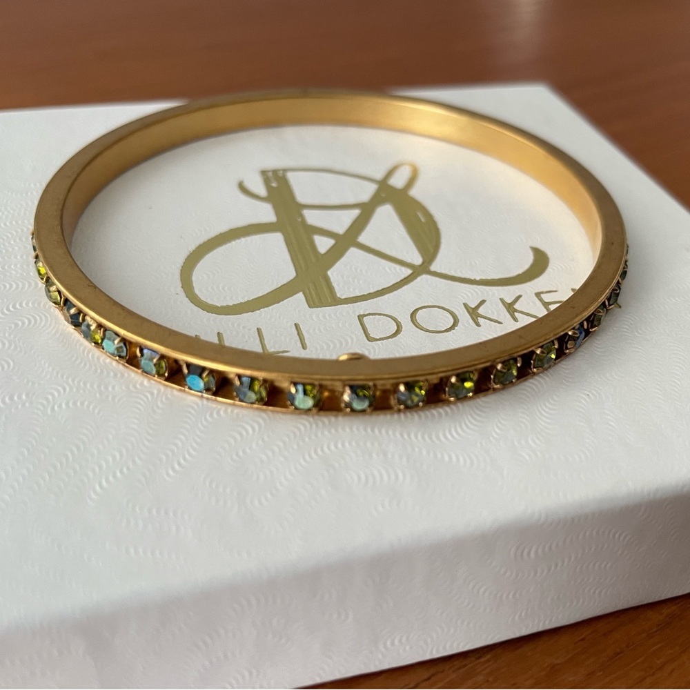 Lilli Dokken Kelli Bangle Matte Gold + Stones - Brand New!